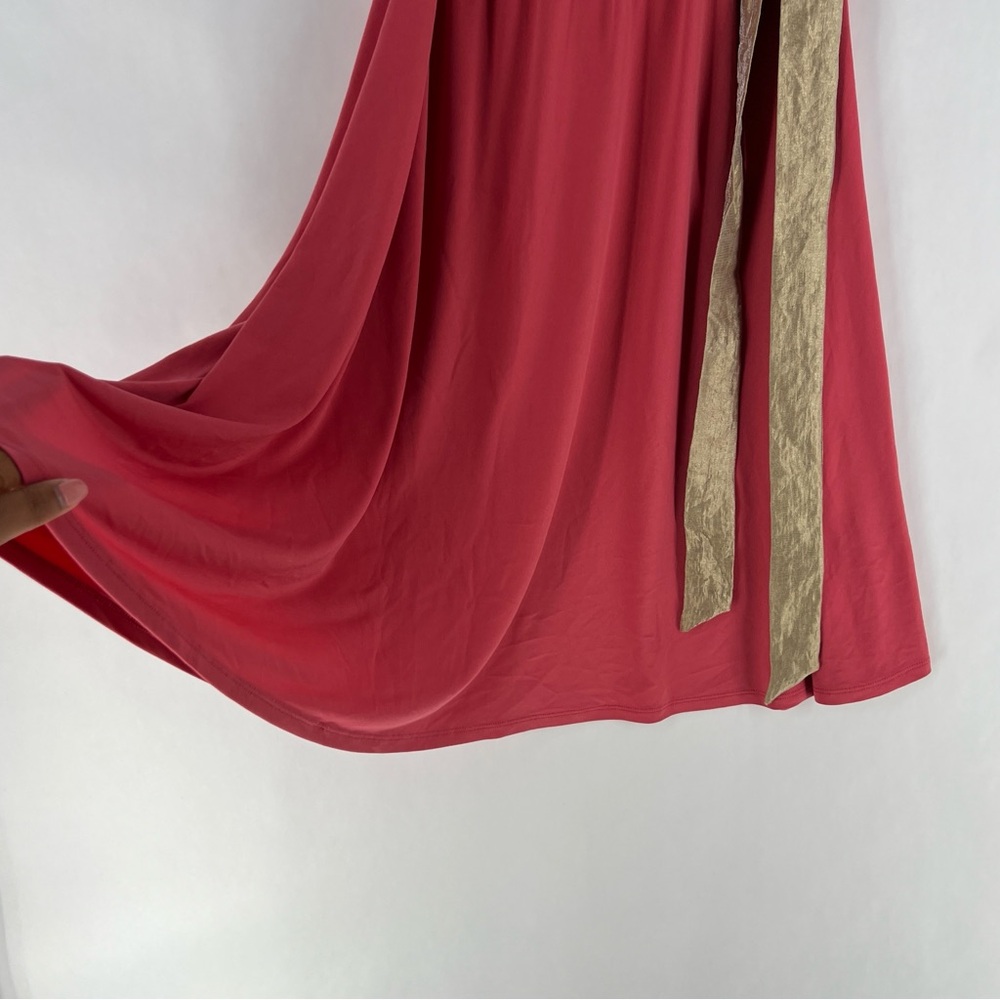 BCBG Paris Y2K Surplice Halter Neck Stretch Jersey Knit‎ Tie Waist Dress Size 6 - Picture 5 of 15